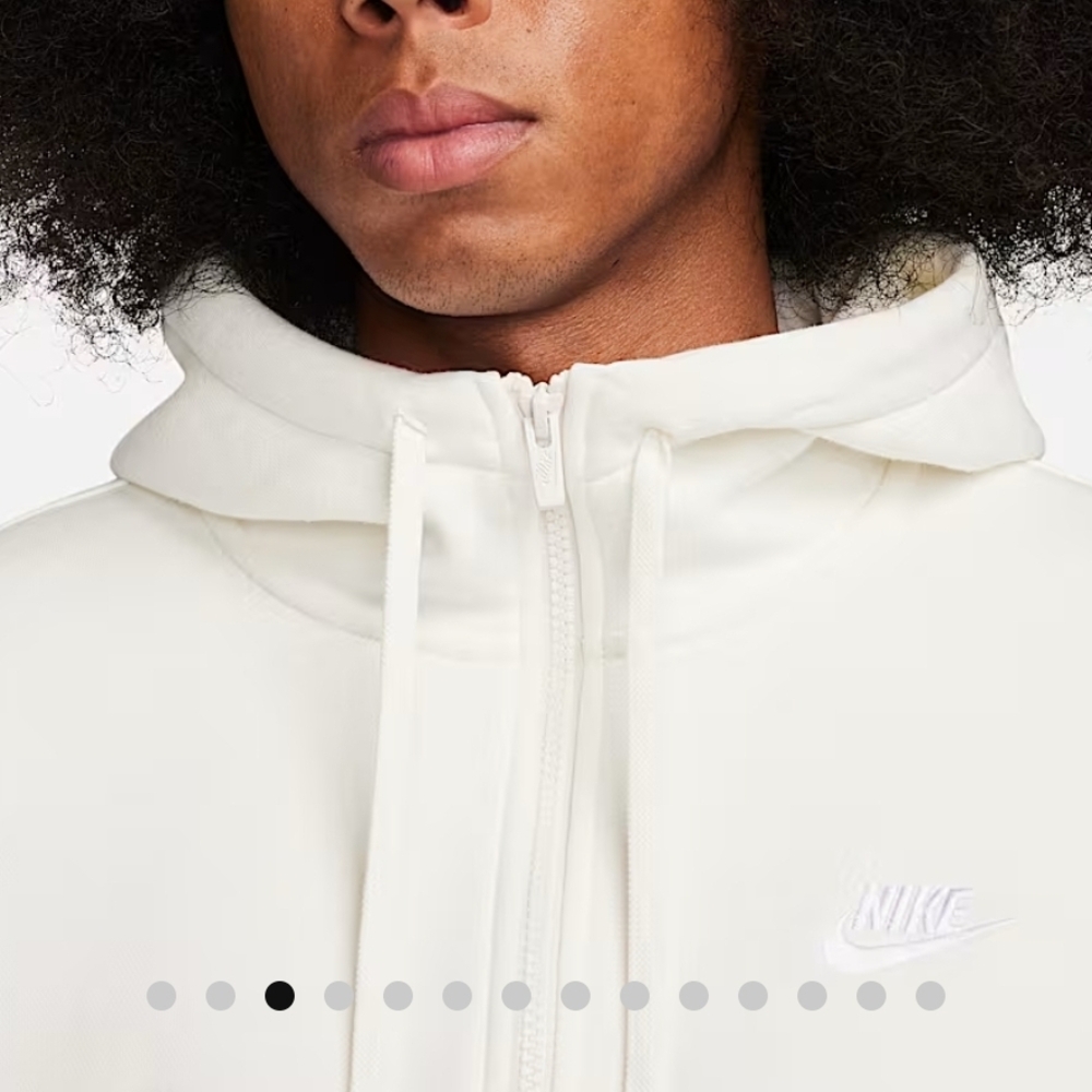 Nike Classic White Zip-Up Hoodie - Picture 3 of 5